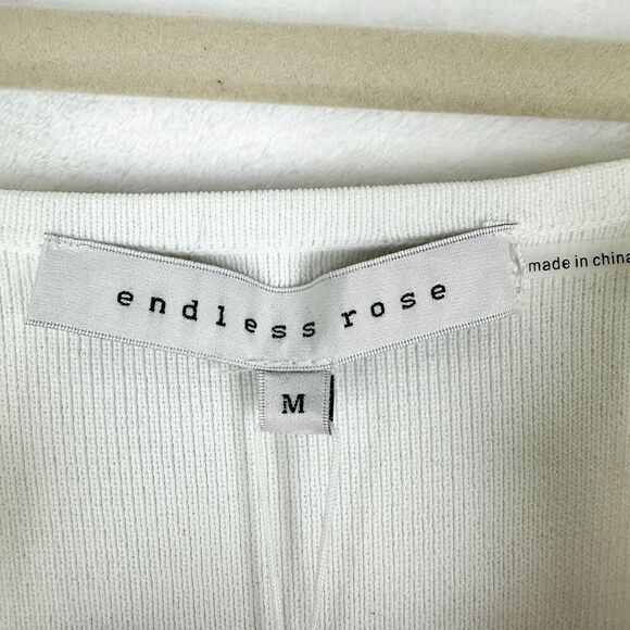 Endless Rose Mixed 3D Flower Knit Top Size Medium NEW White Fitted Scoop Neck - Picture 8 of 10